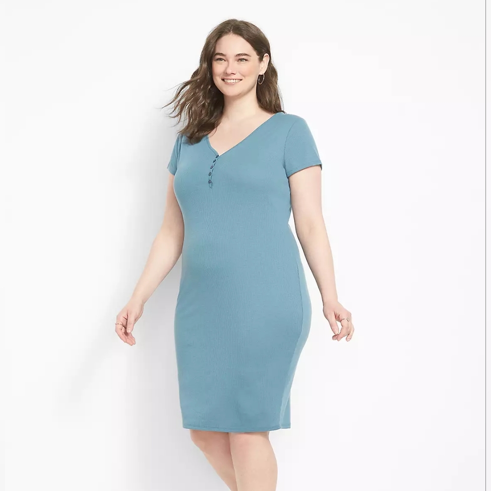 NWT Short Sleeve V Neck Ribbed Dress